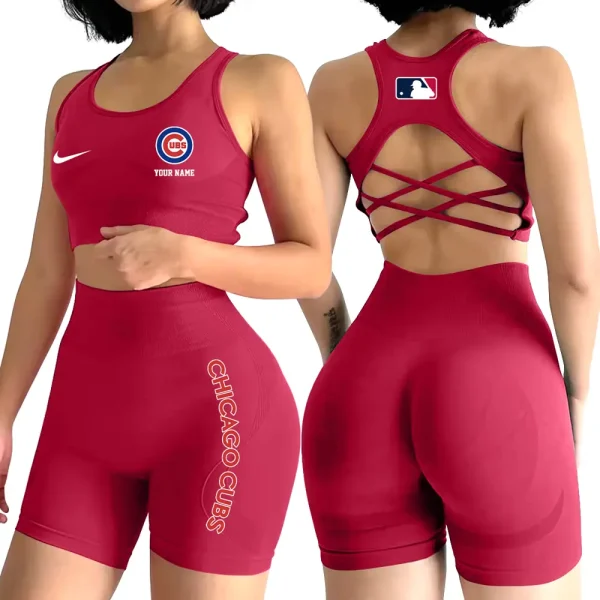 Chicago Cubs MLB High-Waist Fitness Set Women's Butt Lifting Yoga Clothes ANZ2PWSYS069 - Image 4