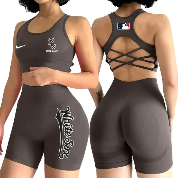 Chicago White Sox MLB High-Waist Fitness Set Women's Butt Lifting Yoga Clothes ANZ2PWSYS070 - Image 2