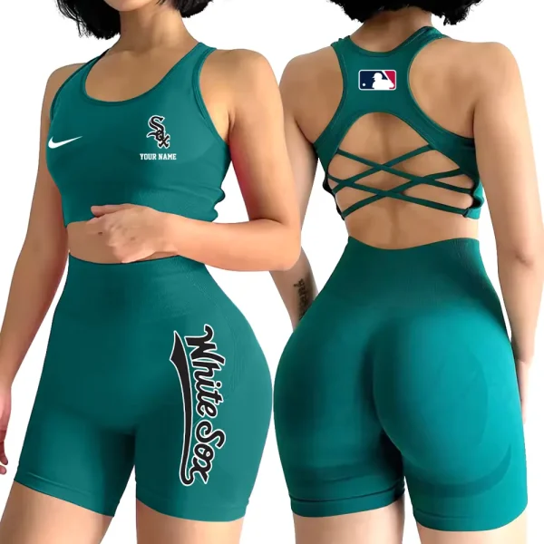 Chicago White Sox MLB High-Waist Fitness Set Women's Butt Lifting Yoga Clothes ANZ2PWSYS070 - Image 3
