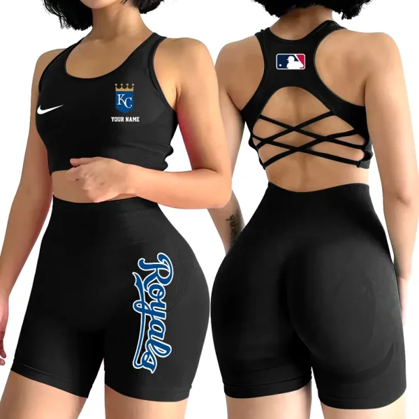 Kansas City Royals MLB High-Waist Fitness Set Women's Butt Lifting Yoga Clothes ANZ2PWSYS076 - Image 2