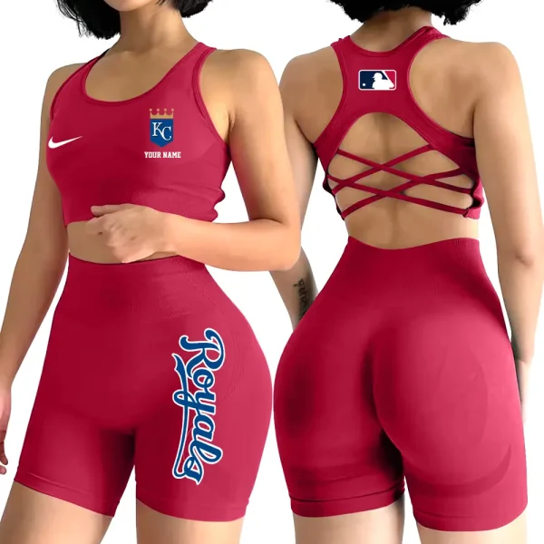 Kansas City Royals MLB High-Waist Fitness Set Women's Butt Lifting Yoga Clothes ANZ2PWSYS076 - Image 5