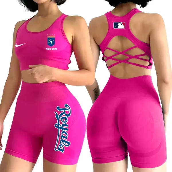 Kansas City Royals MLB High-Waist Fitness Set Women's Butt Lifting Yoga Clothes ANZ2PWSYS076 - Image 6