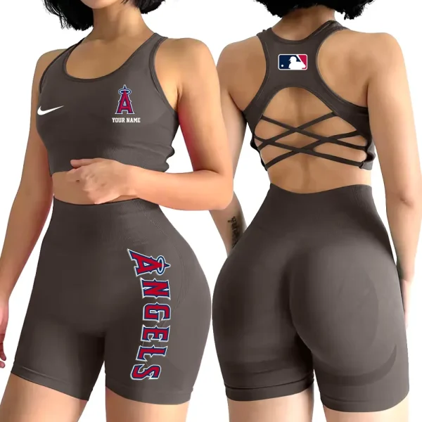 Los Angeles Angels MLB High-Waist Fitness Set Women's Butt Lifting Yoga Clothes ANZ2PWSYS077
