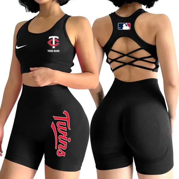 Minnesota Twins MLB High-Waist Fitness Set Women's Butt Lifting Yoga Clothes ANZ2PWSYS081 - Image 2