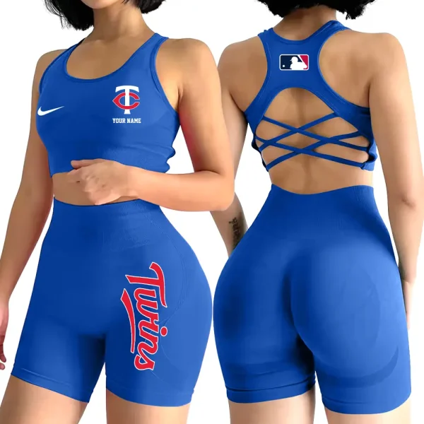 Minnesota Twins MLB High-Waist Fitness Set Women's Butt Lifting Yoga Clothes ANZ2PWSYS081 - Image 4