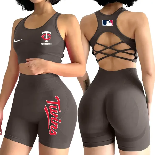 Minnesota Twins MLB High-Waist Fitness Set Women's Butt Lifting Yoga Clothes ANZ2PWSYS081 - Image 6