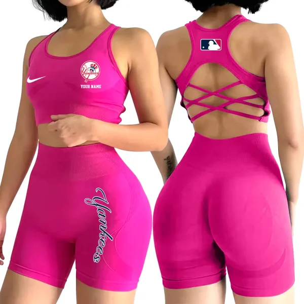 New York Yankees MLB High-Waist Fitness Set Women's Butt Lifting Yoga Clothes ANZ2PWSYS083 - Image 2