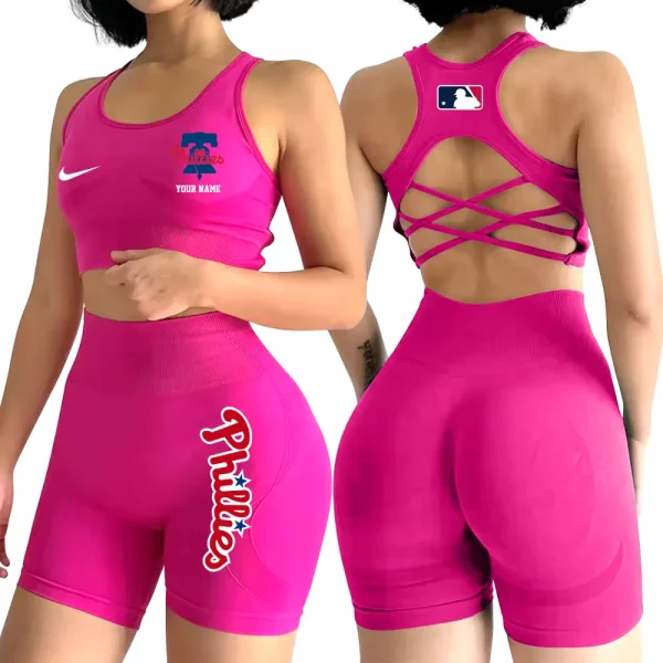 Philadelphia Phillies MLB High-Waist Fitness Set Women's Butt Lifting Yoga Clothes ANZ2PWSYS085 - Image 2
