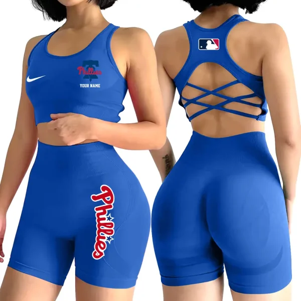 Philadelphia Phillies MLB High-Waist Fitness Set Women's Butt Lifting Yoga Clothes ANZ2PWSYS085 - Image 3