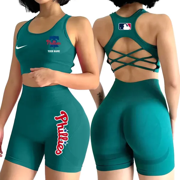Philadelphia Phillies MLB High-Waist Fitness Set Women's Butt Lifting Yoga Clothes ANZ2PWSYS085 - Image 4
