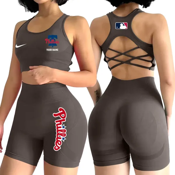 Philadelphia Phillies MLB High-Waist Fitness Set Women's Butt Lifting Yoga Clothes ANZ2PWSYS085 - Image 5