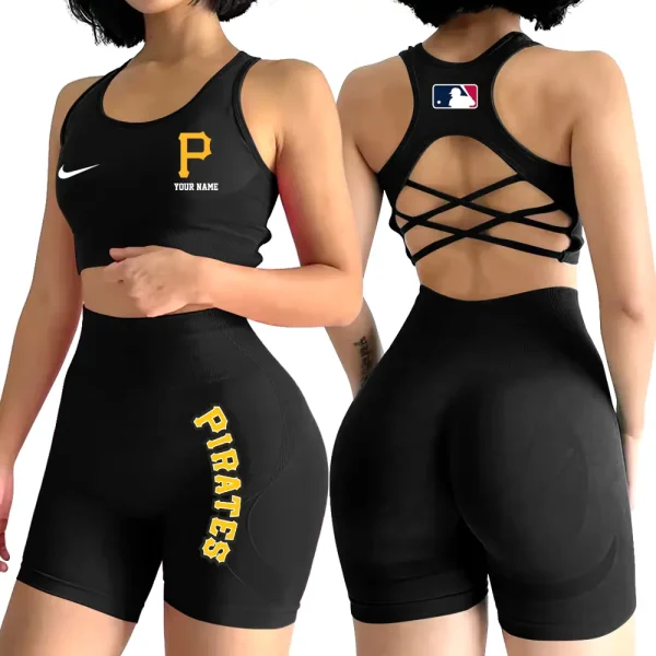 Pittsburgh Pirates MLB High-Waist Fitness Set Women's Butt Lifting Yoga Clothes ANZ2PWSYS086 - Image 2