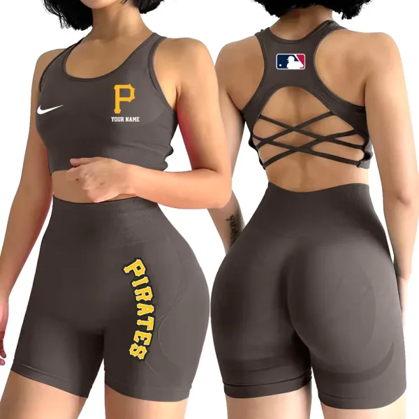 Pittsburgh Pirates MLB High-Waist Fitness Set Women's Butt Lifting Yoga Clothes ANZ2PWSYS086 - Image 3
