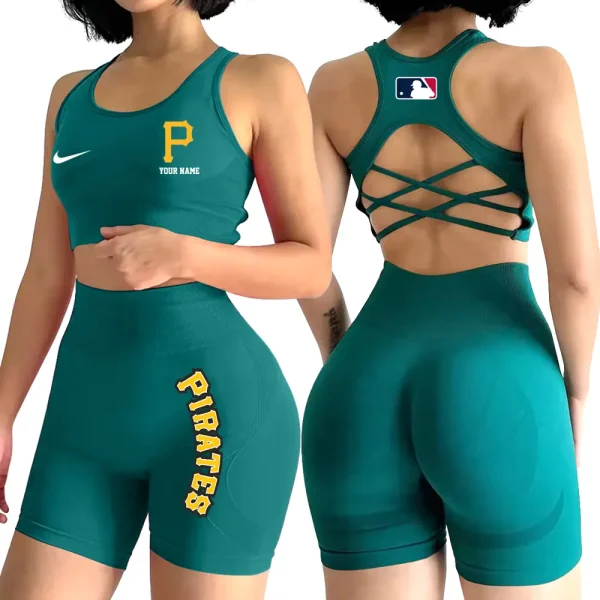 Pittsburgh Pirates MLB High-Waist Fitness Set Women's Butt Lifting Yoga Clothes ANZ2PWSYS086
