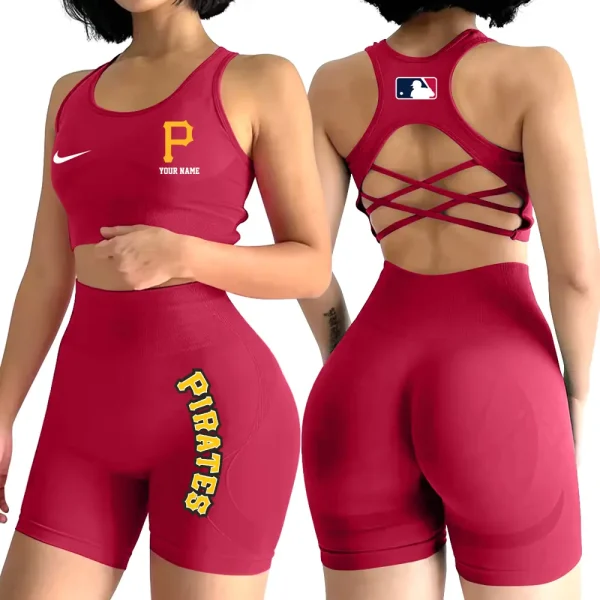 Pittsburgh Pirates MLB High-Waist Fitness Set Women's Butt Lifting Yoga Clothes ANZ2PWSYS086 - Image 4