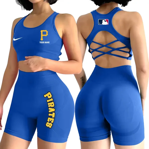 Pittsburgh Pirates MLB High-Waist Fitness Set Women's Butt Lifting Yoga Clothes ANZ2PWSYS086 - Image 5