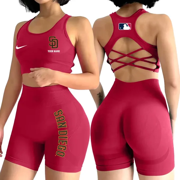 San Diego Padres MLB High-Waist Fitness Set Women's Butt Lifting Yoga Clothes ANZ2PWSYS087