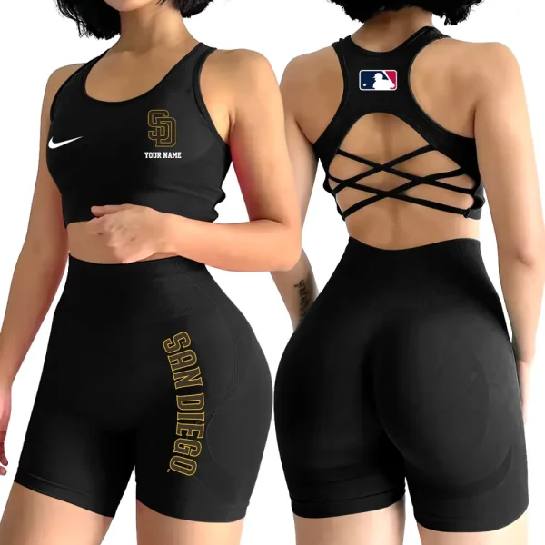 San Diego Padres MLB High-Waist Fitness Set Women's Butt Lifting Yoga Clothes ANZ2PWSYS087 - Image 6