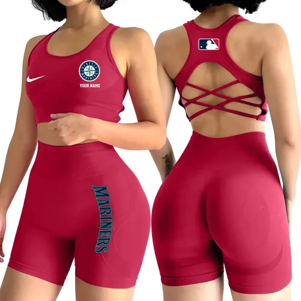 Seattle Mariners MLB High-Waist Fitness Set Women's Butt Lifting Yoga Clothes ANZ2PWSYS089 - Image 4