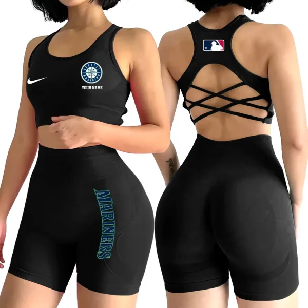 Seattle Mariners MLB High-Waist Fitness Set Women's Butt Lifting Yoga Clothes ANZ2PWSYS089 - Image 6