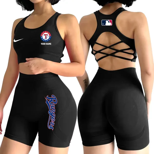 Texas Rangers MLB High-Waist Fitness Set Women's Butt Lifting Yoga Clothes ANZ2PWSYS092 - Image 2
