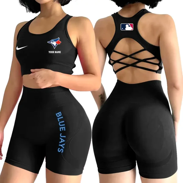 Toronto Blue Jays MLB High-Waist Fitness Set Women's Butt Lifting Yoga Clothes ANZ2PWSYS093 - Image 6