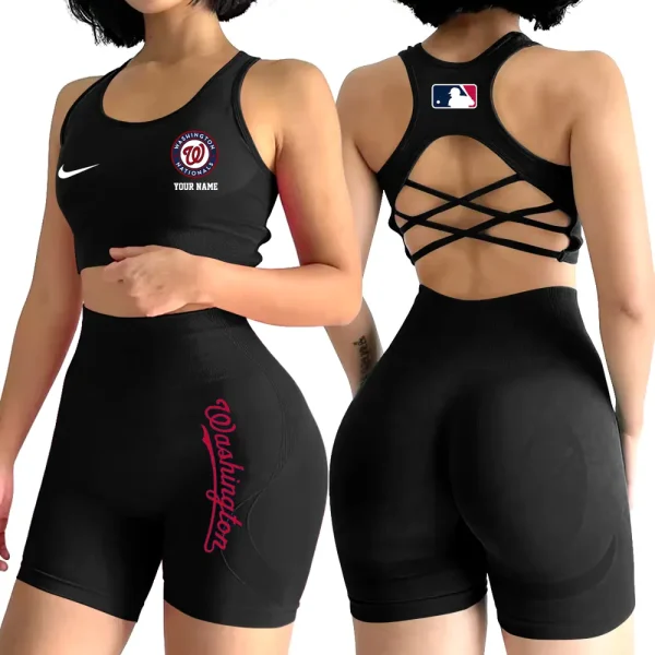 Washington Nationals MLB High-Waist Fitness Set Women's Butt Lifting Yoga Clothes ANZ2PWSYS094 - Image 2