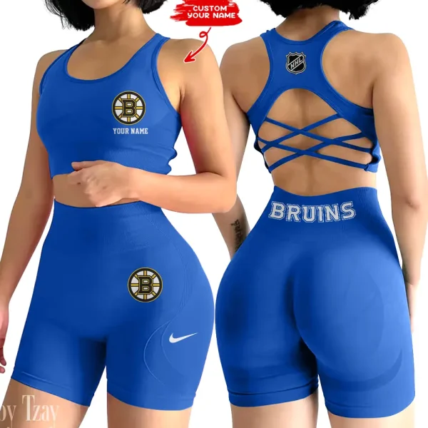 Boston Bruins NHL High-Waist Fitness Set Women's Butt Lifting Yoga Clothes ANZ2PWSYS096 - Image 2