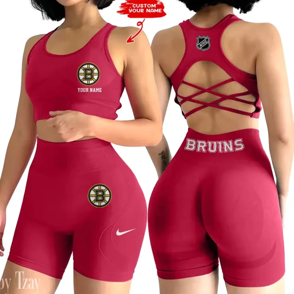 Boston Bruins NHL High-Waist Fitness Set Women's Butt Lifting Yoga Clothes ANZ2PWSYS096 - Image 3