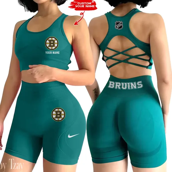 Boston Bruins NHL High-Waist Fitness Set Women's Butt Lifting Yoga Clothes ANZ2PWSYS096 - Image 4