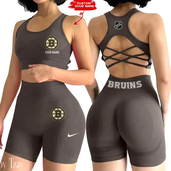 Boston Bruins NHL High-Waist Fitness Set Women's Butt Lifting Yoga Clothes ANZ2PWSYS096 - Image 5