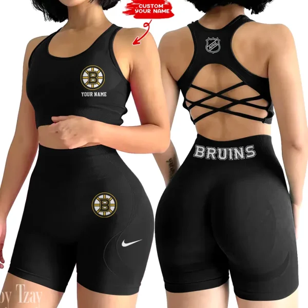 Boston Bruins NHL High-Waist Fitness Set Women's Butt Lifting Yoga Clothes ANZ2PWSYS096 - Image 6