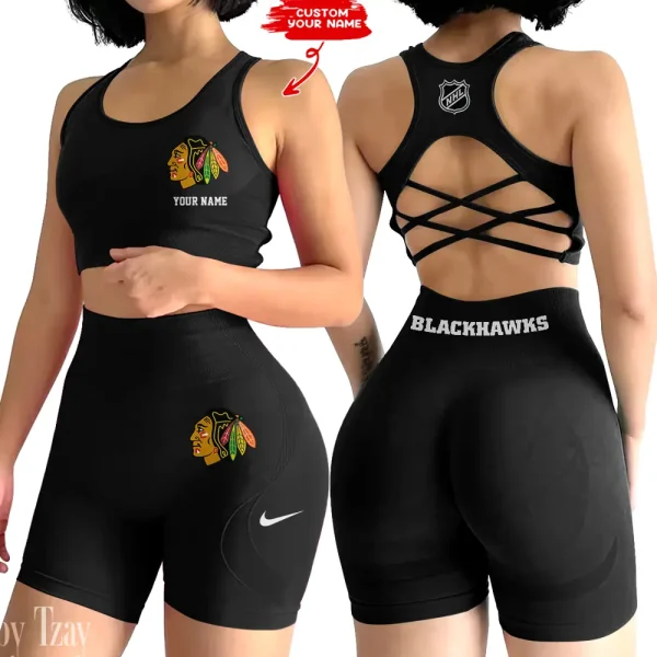 Chicago Blackhawks NHL High-Waist Fitness Set Women's Butt Lifting Yoga Clothes ANZ2PWSYS100 - Image 6