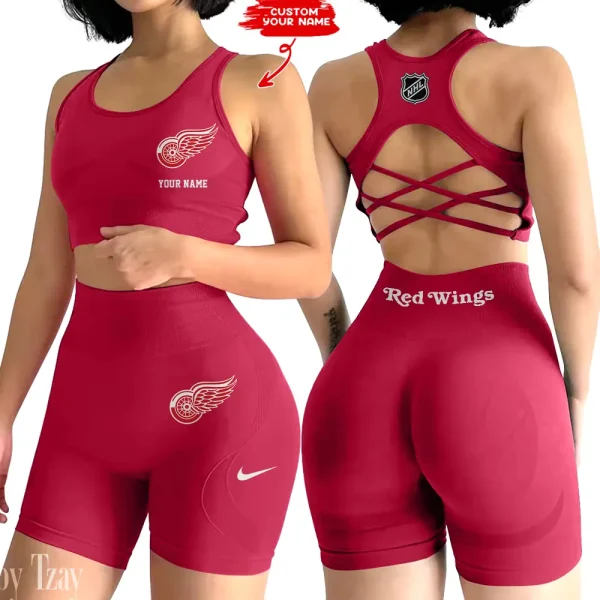 Detroit Red Wings NHL High-Waist Fitness Set Women's Butt Lifting Yoga Clothes ANZ2PWSYS104 - Image 4