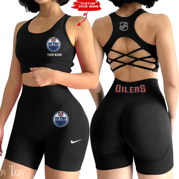 Edmonton Oilers NHL High-Waist Fitness Set Women's Butt Lifting Yoga Clothes ANZ2PWSYS105