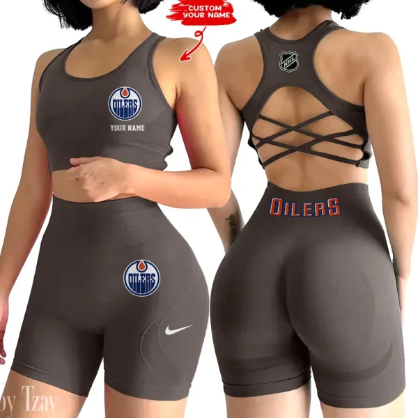 Edmonton Oilers NHL High-Waist Fitness Set Women's Butt Lifting Yoga Clothes ANZ2PWSYS105 - Image 2