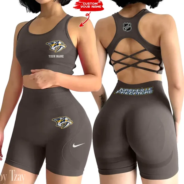 Nashville Predators NHL High-Waist Fitness Set Women's Butt Lifting Yoga Clothes ANZ2PWSYS110 - Image 6
