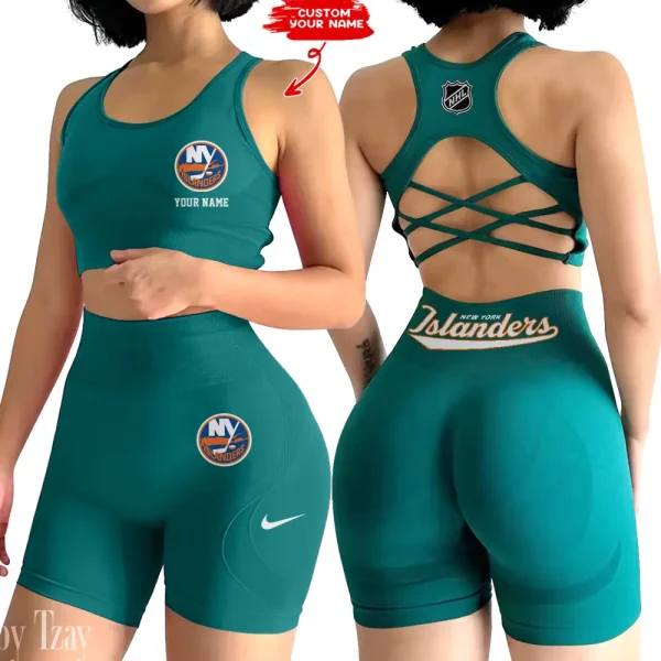 New York Islanders NHL High-Waist Fitness Set Women's Butt Lifting Yoga Clothes ANZ2PWSYS112 - Image 4