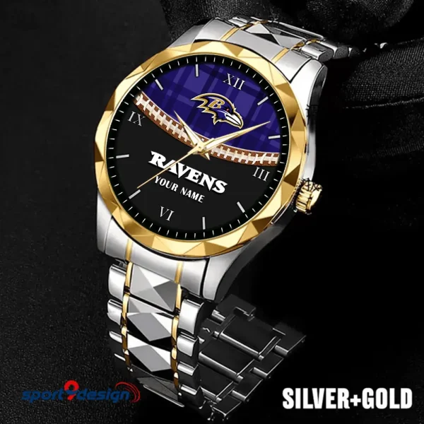 Baltimore Ravens Men Watch Classic Business Calendar Week Stainless Steel Waterproof MTTDMW355