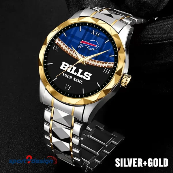 Buffalo Bills Men Watch Classic Business Calendar Week Stainless Steel Waterproof MTTDMW356