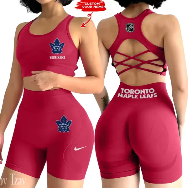 Toronto Maple Leafs NHL High-Waist Fitness Set Women's Butt Lifting Yoga Clothes ANZ2PWSYS124 - Image 3