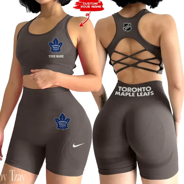 Toronto Maple Leafs NHL High-Waist Fitness Set Women's Butt Lifting Yoga Clothes ANZ2PWSYS124 - Image 5