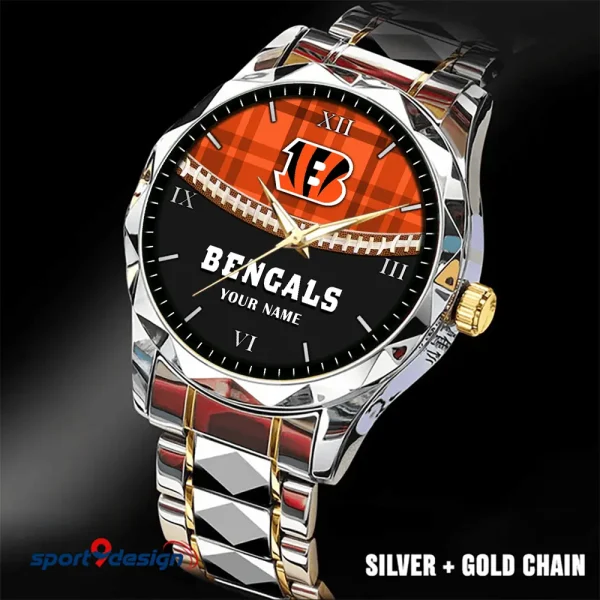 Cincinnati Bengals Men Watch Classic Business Calendar Week Stainless Steel Waterproof MTTDMW359 - Image 2