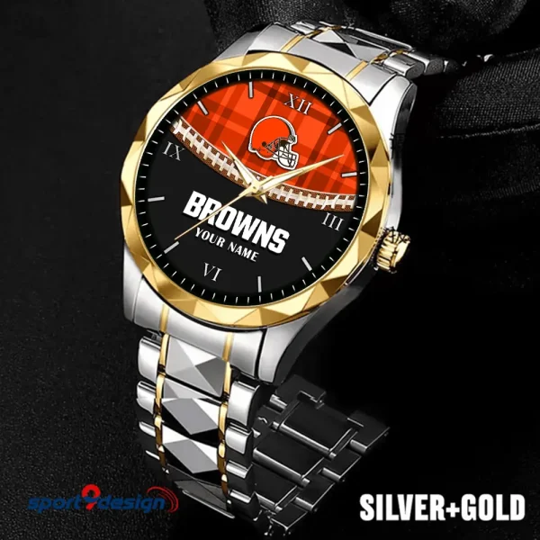 Cleveland Browns Men Watch Classic Business Calendar Week Stainless Steel Waterproof MTTDMW360