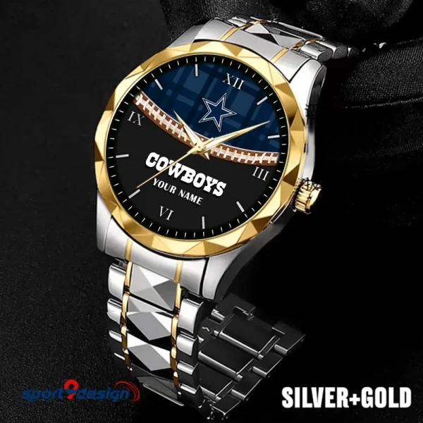 Dallas Cowboys Men Watch Classic Business Calendar Week Stainless Steel Waterproof MTTDMW361