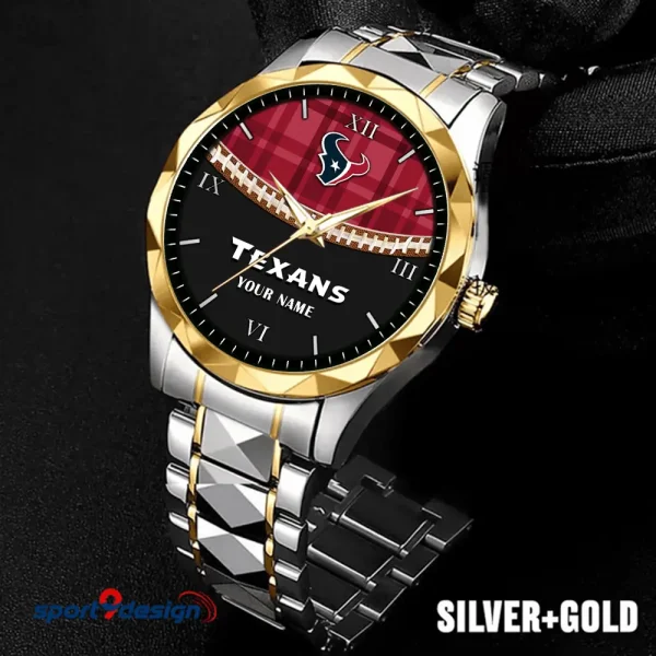 Houston Texans Men Watch Classic Business Calendar Week Stainless Steel Waterproof MTTDMW365