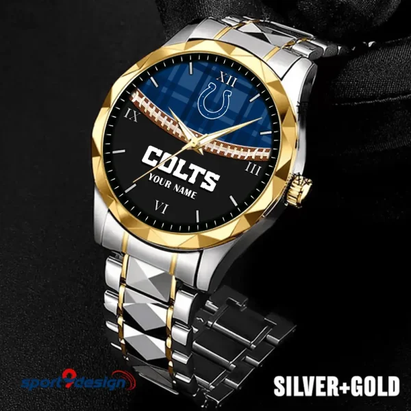 Indianapolis Colts Men Watch Classic Business Calendar Week Stainless Steel Waterproof MTTDMW366