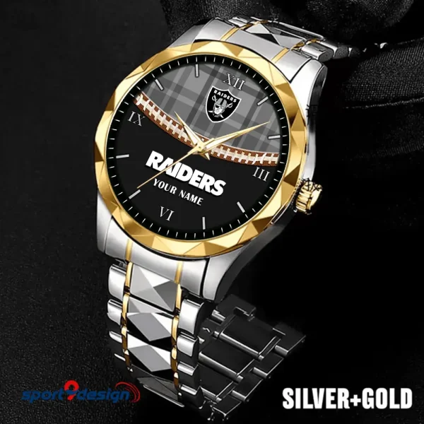 Las Vegas Raiders Men Watch Classic Business Calendar Week Stainless Steel Waterproof MTTDMW369