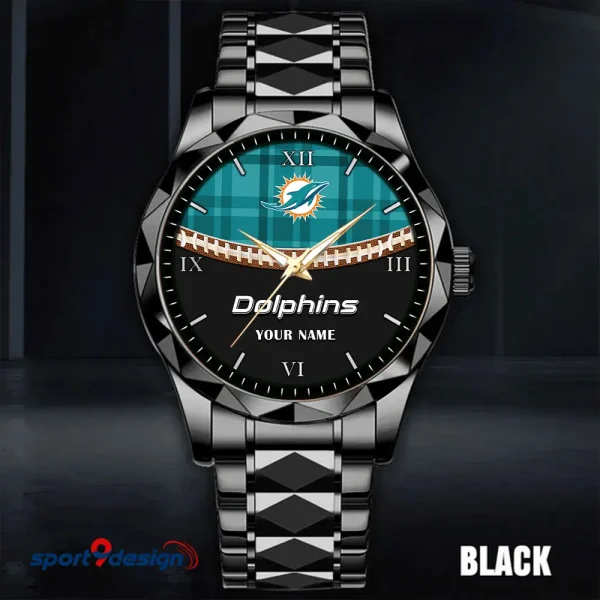 Miami Dolphins Men Watch Classic Business Calendar Week Stainless Steel Waterproof MTTDMW372 - Image 2