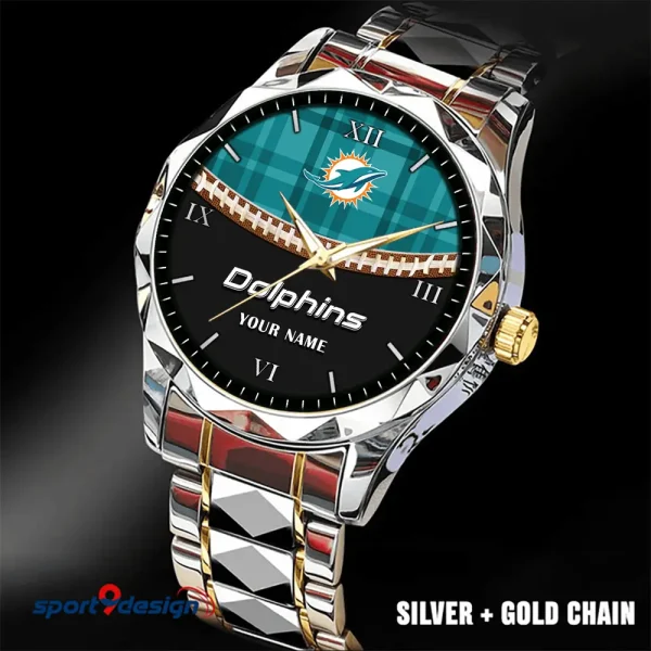 Miami Dolphins Men Watch Classic Business Calendar Week Stainless Steel Waterproof MTTDMW372 - Image 5